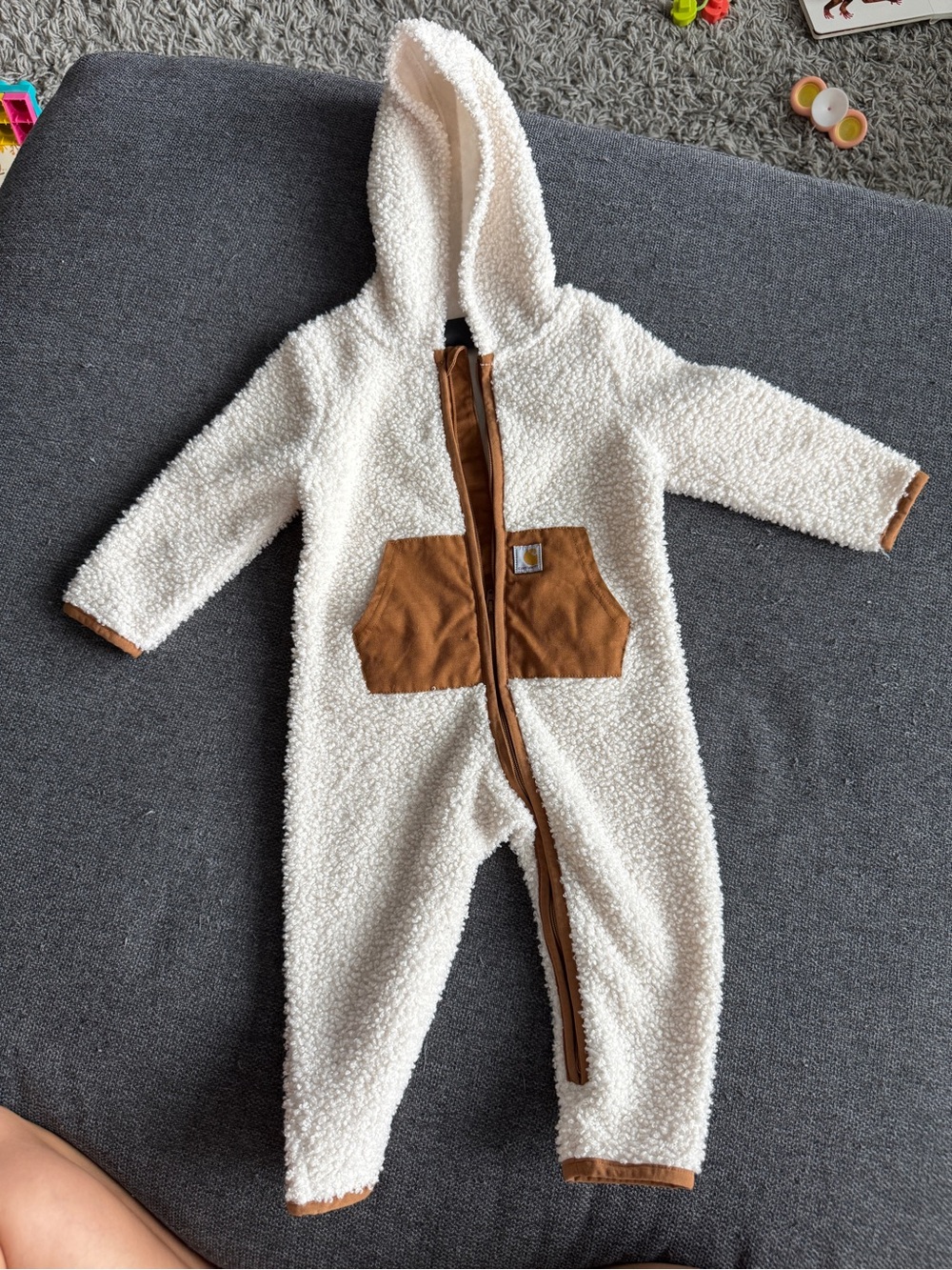 Carhartt Cream Sherpa Hooded One-Piece with Brown Accents